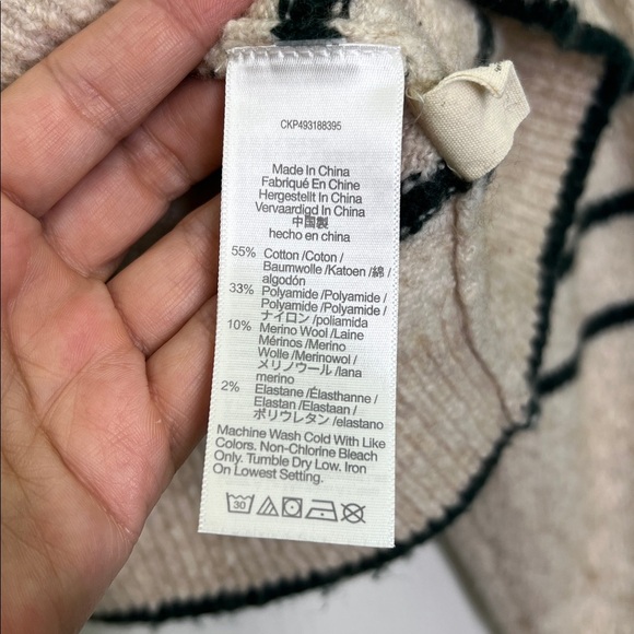 Madewell - Wedged Luxury Forest Green  Stripe V Neck Long Sleeve Sweater Size XS - Picture 11 of 12